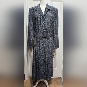 Vintage Leslie Fay Paisley Belted Women's Dress